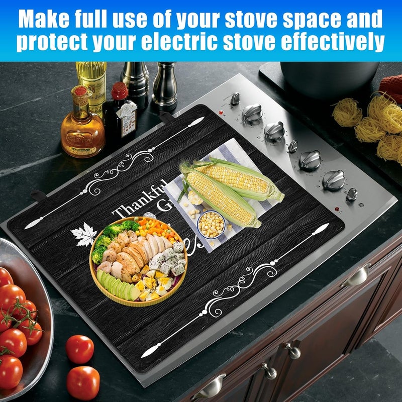PAHTTO Stove Top Cover for Electric Stove (28.5”x 20.5”), Heat Resistant Glass Cooktop Cover, Multipurpose Stove/Counter/Washer Top Protector, Dishwasher Safe Natural Rubber (Thankful) - Image 4